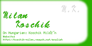 milan koschik business card